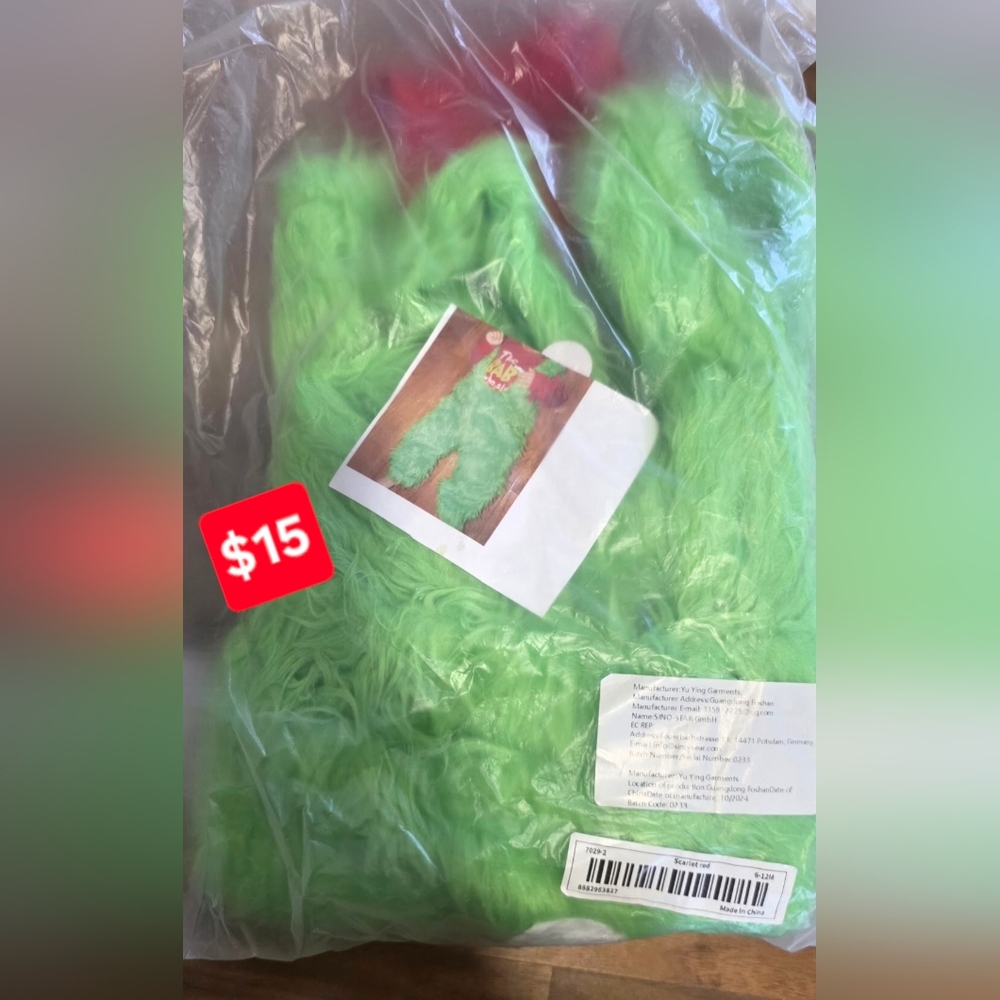 Unbranded Bright Green Furry Kids Costume Jumpsuit